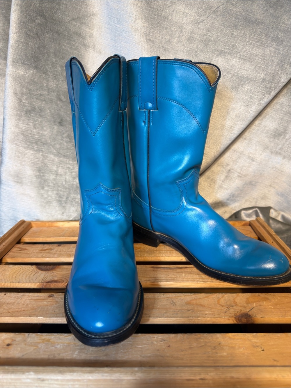 Justin Cowgirl Roper Boots | USA Made | Teal | Women’s 7 B